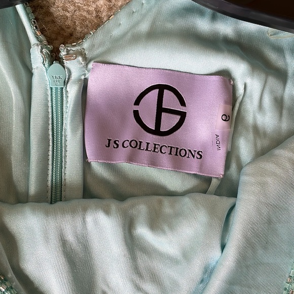 JS Collections aqua long sleeve sequined cocktail dress NWT - Picture 6 of 7